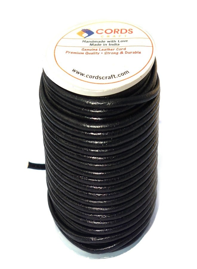 Cords Craft® Round Leather Cord for Round Bracelet, Necklaces Plain Genuine Leather Cord 1.5MM 2 Black - Image 2